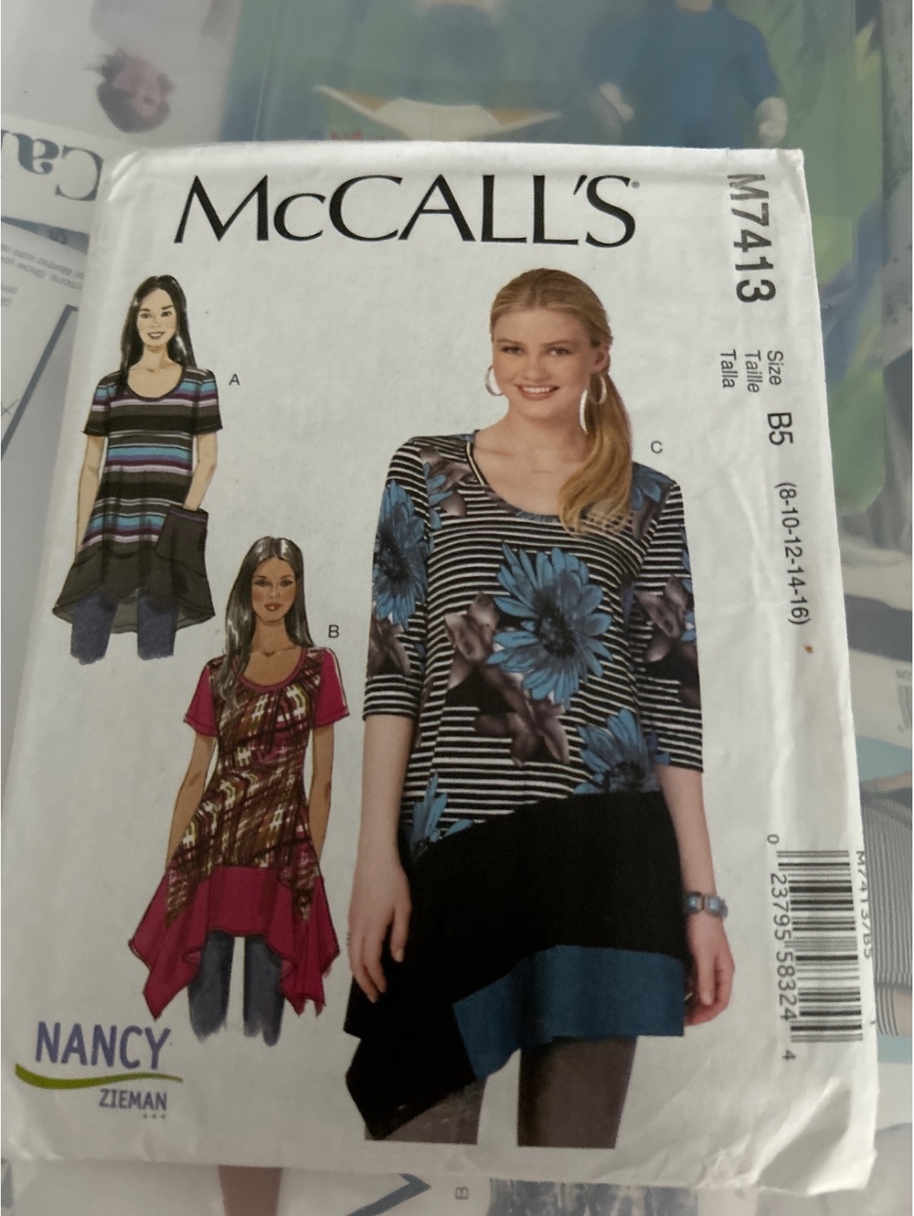 McCALL'S M7413 Nancy Zieman Women's Tunic Sewing Pattern Sizes 8-16